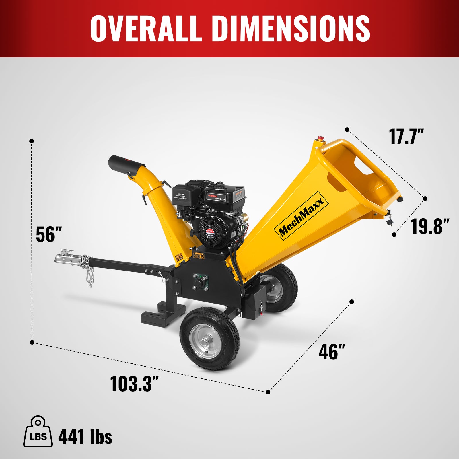 5 inch E-start DUCAR 420cc Gasoline Engine Powered Wood Chipper, GS1500