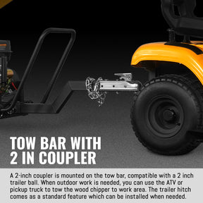 5 inch E-start DUCAR 420cc 15hp Gasoline Engine Powered Drum Wood Chipper with Towbar , PGS1500