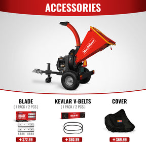 5 inch E-start DUCAR 420cc 15hp Gasoline Engine Powered Disc Wood Chipper with Taillight , P4205