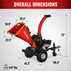 5 inch E-start DUCAR 420cc 15hp Gasoline Engine Powered Disc Wood Chipper with Taillight , P4205
