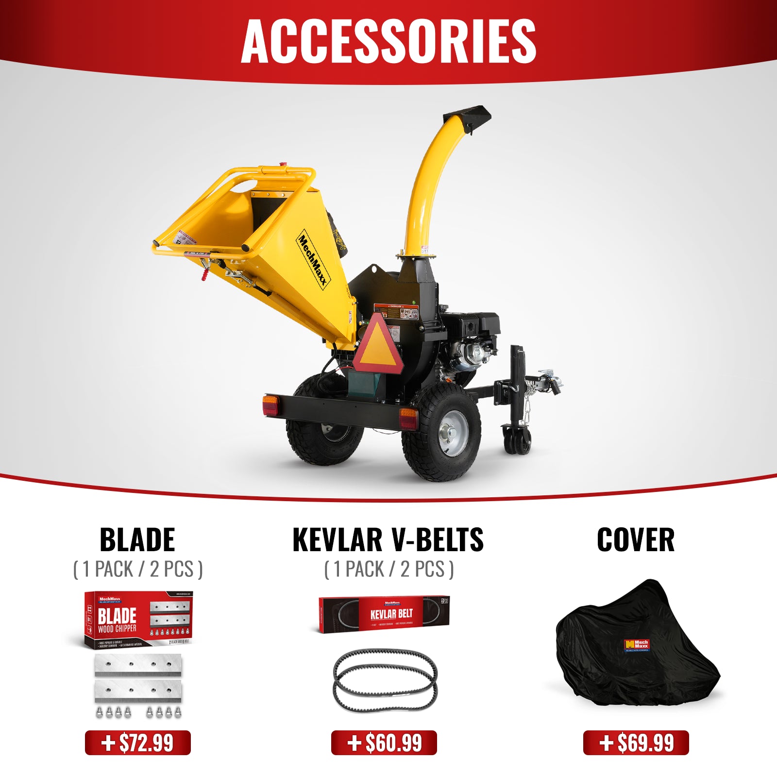 5 inch E-start DUCAR 420cc 15hp Gasoline Engine Powered Disc Wood Chipper with Taillight , P4205