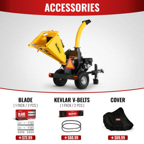 5 inch E-start DUCAR 420cc 15hp Gasoline Engine Powered Disc Wood Chipper with Taillight , P4205