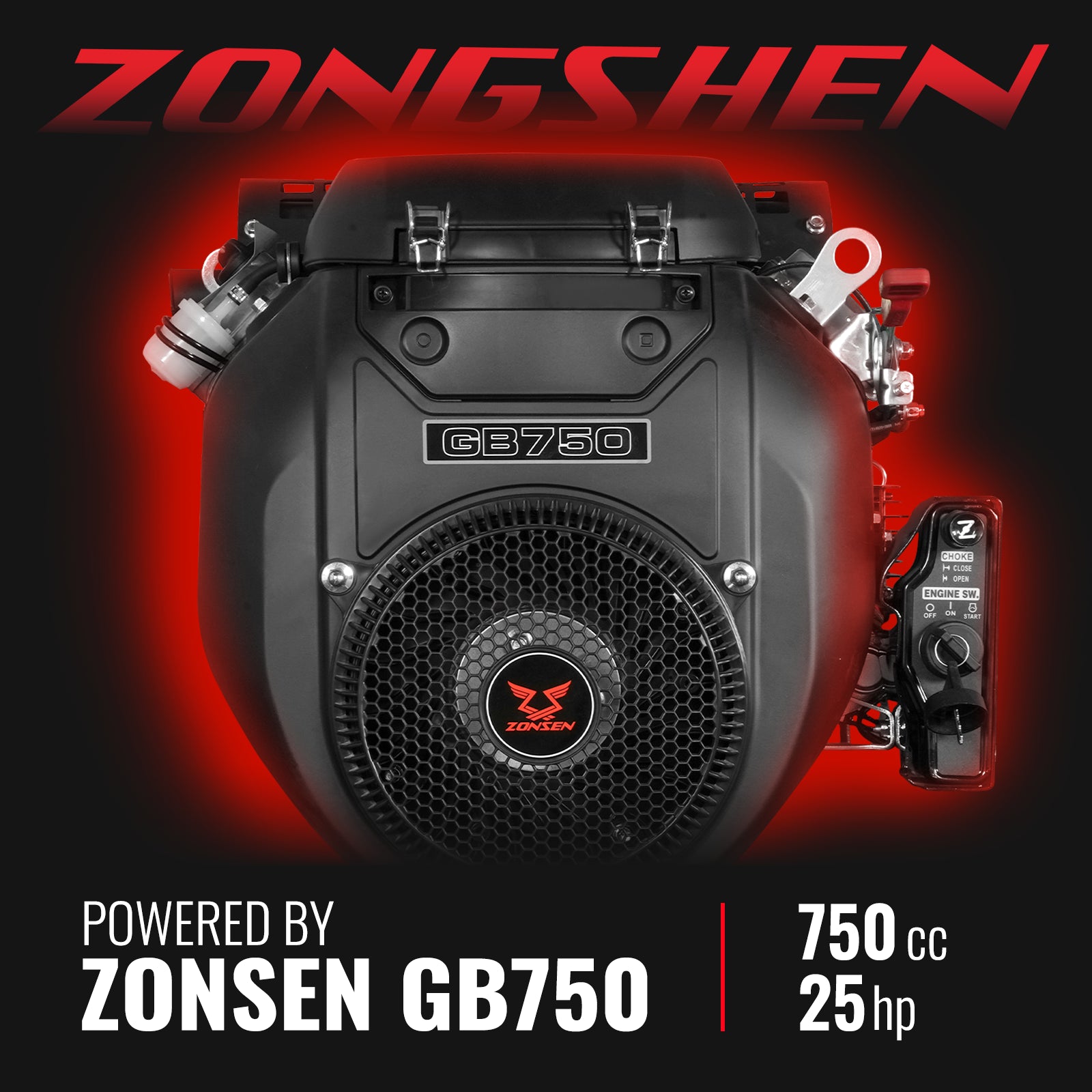 25hp 750cc Twin Cylinder ZONSEN Petrol Engine 7” Hydraulic Feeding Wood Chipper, DCH7