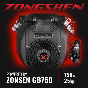 25hp 750cc Twin Cylinder ZONSEN Petrol Engine 7” Hydraulic Feeding Wood Chipper, DCH7