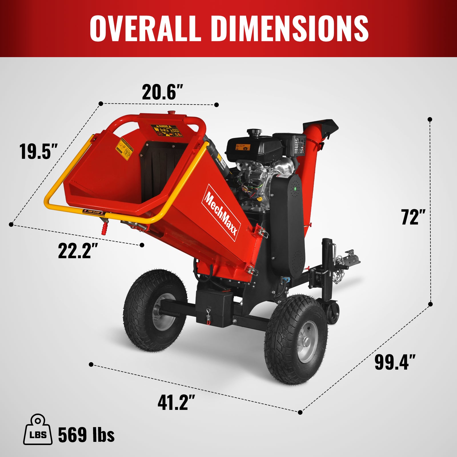 6 inch KOHLER E-Start 429cc 14HP Gasoline Engine Powered Drum Wood Chipper , P4206