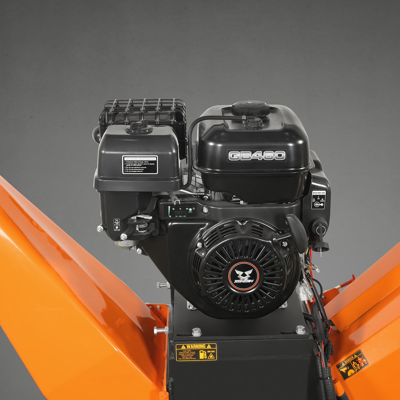 6 inch E-start ZONSEN 459cc 15hp Gasoline Engine Powered Drum Wood Chipper , P4206