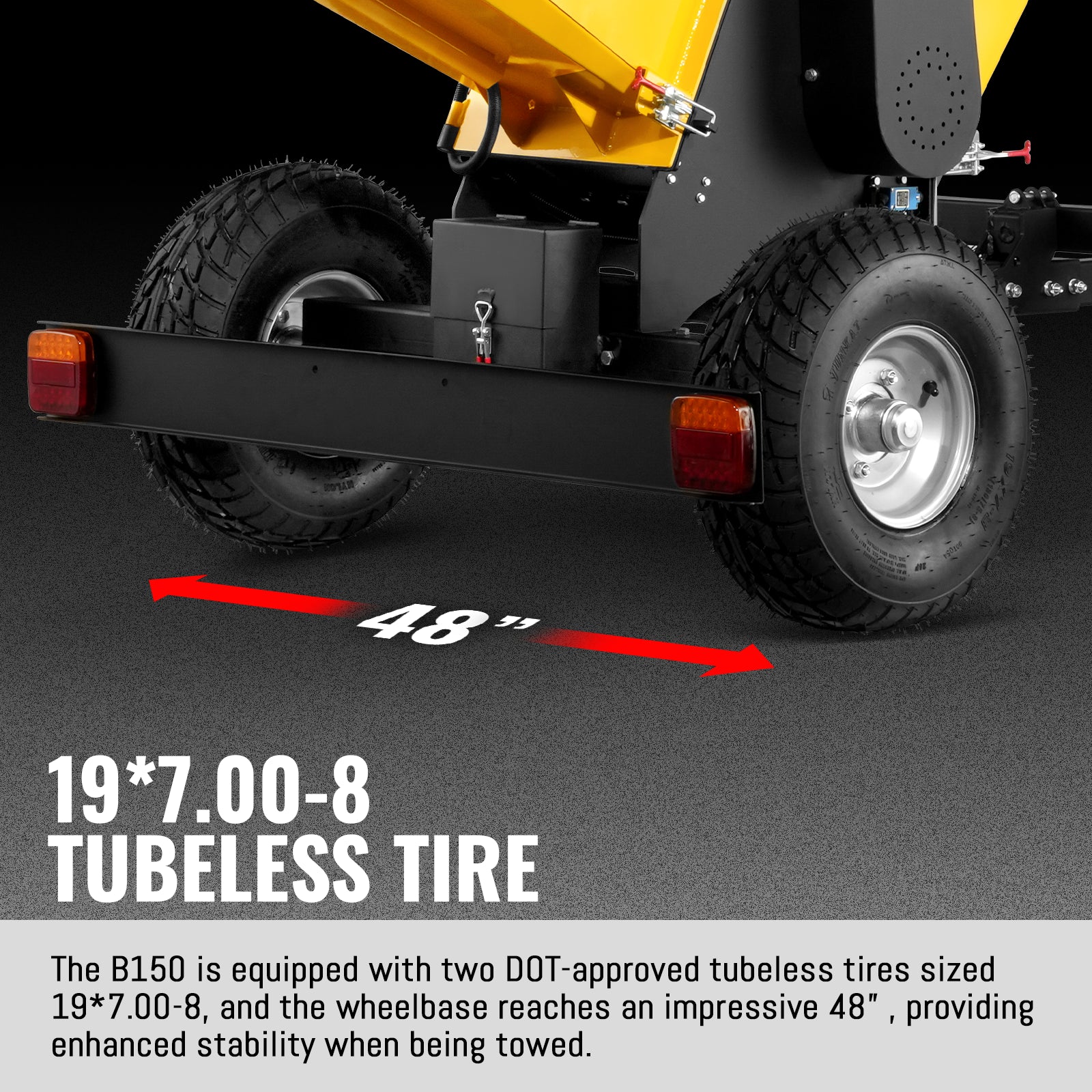6 inch E-start DUCAR 420cc 15hp Gas Powered 4 - Wheel Drum Wood Chipper with Taillight , B150