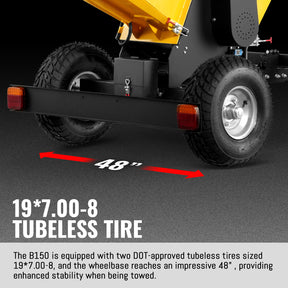 6 inch E-start DUCAR 420cc 15hp Gas Powered 4 - Wheel Drum Wood Chipper with Taillight , B150