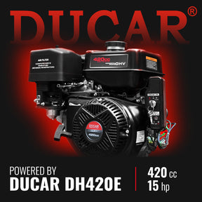 6 inch E-start DUCAR 420cc 15hp Gas Powered 4 - Wheel Drum Wood Chipper with Taillight , B150