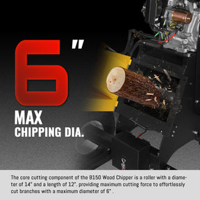 6 inch E-start DUCAR 420cc 15hp Gas Powered 4 - Wheel Drum Wood Chipper with Taillight , B150