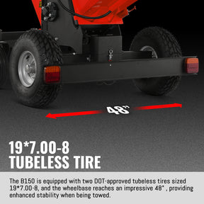 6 inch KOHLER E-Start 429cc 14HP Gas Powered 4 - Wheel Drum Wood Chipper with Taillight , B150