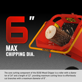6 inch HONDA E-Start Gasoline Engine Powered 4 - Wheel Drum Wood Chipper with Taillight , B150