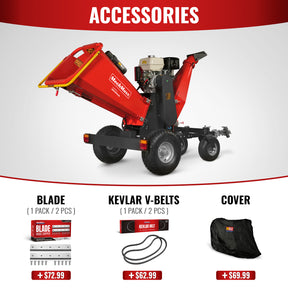 6 inch HONDA E-Start Gasoline Engine Powered 4 - Wheel Drum Wood Chipper with Taillight , B150
