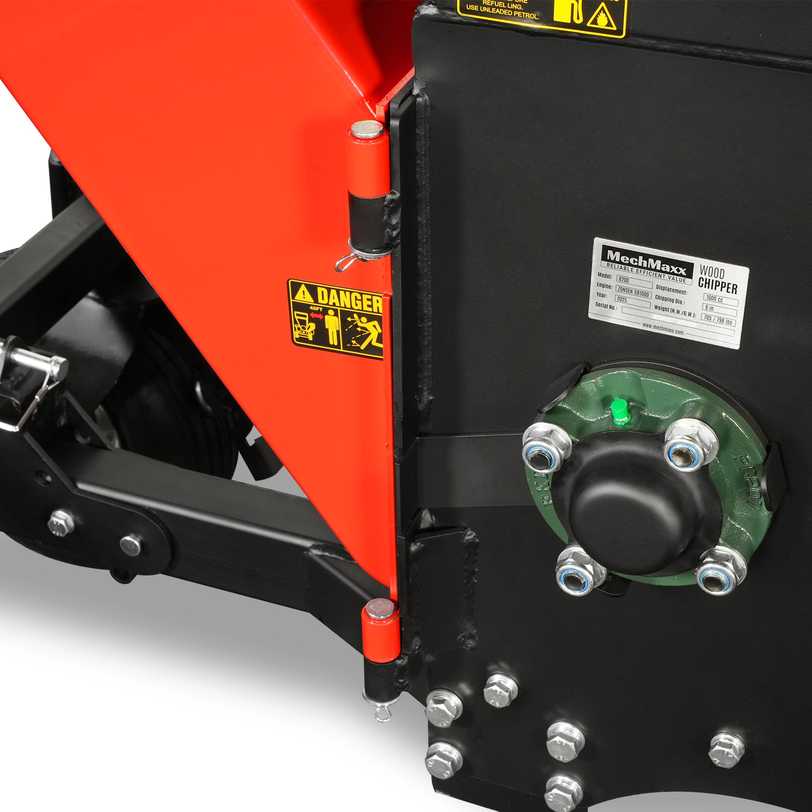 8 inch ZONSEN E-Start 1000cc 35hp Gas Powered 4 - Wheel Drum Wood Chipper with Taillight , B200