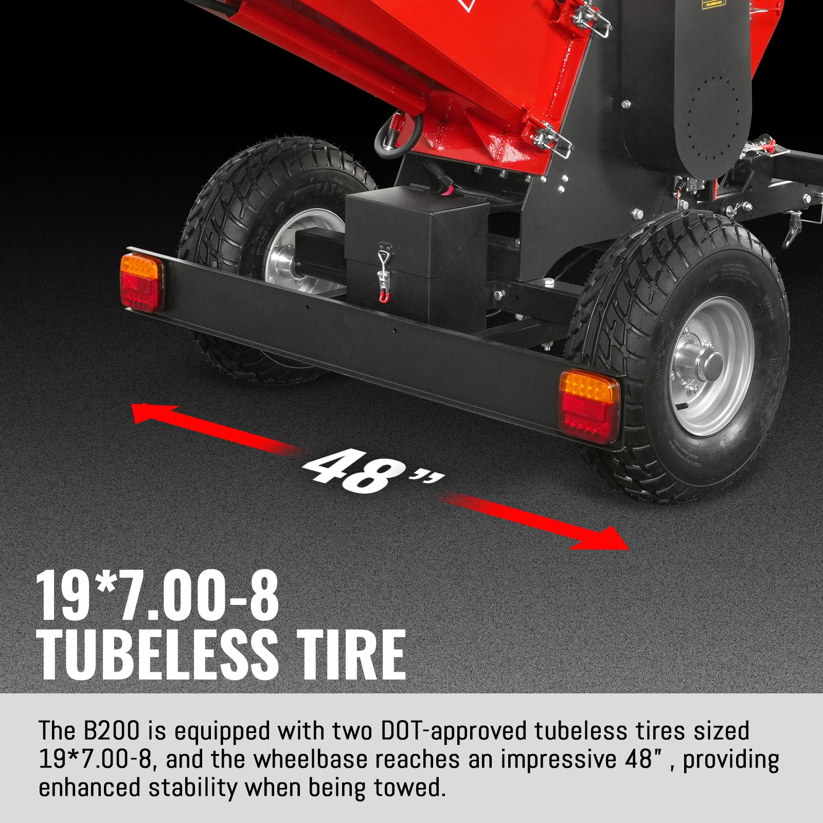 8 inch HONDA E-Start 688cc 22hp Gas Powered 4 - Wheel Drum Wood Chipper with Taillight , B200