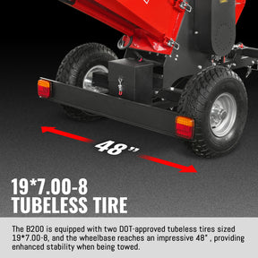 8 inch HONDA E-Start 688cc 22hp Gas Powered 4 - Wheel Drum Wood Chipper with Taillight , B200