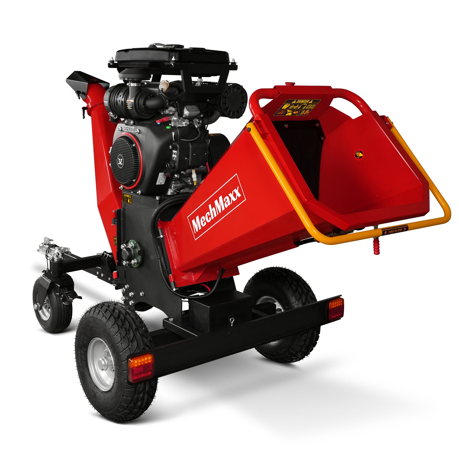 8 inch ZONSEN E-Start 999cc 35hp Gas Powered 4 - Wheel Drum Wood Chipper with Taillight , B200