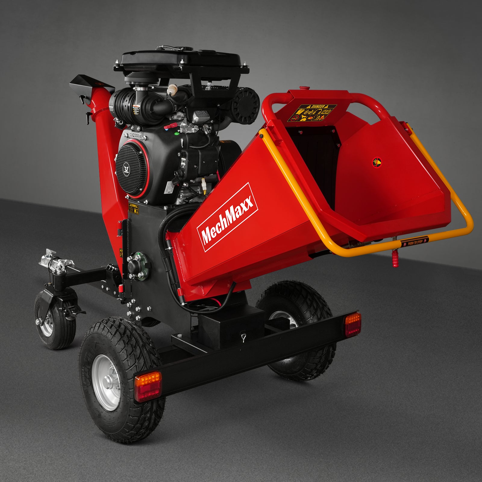 8 inch ZONSEN E-Start 999cc 35hp Gas Powered 4 - Wheel Drum Wood Chipper with Taillight , B200