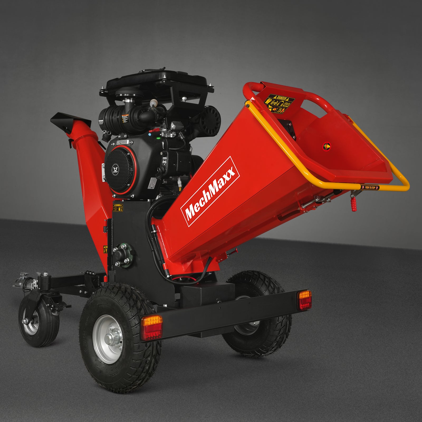 8 inch ZONSEN E-Start 999cc 35hp Gas Powered 4 - Wheel Drum Wood Chipper with Taillight , B200