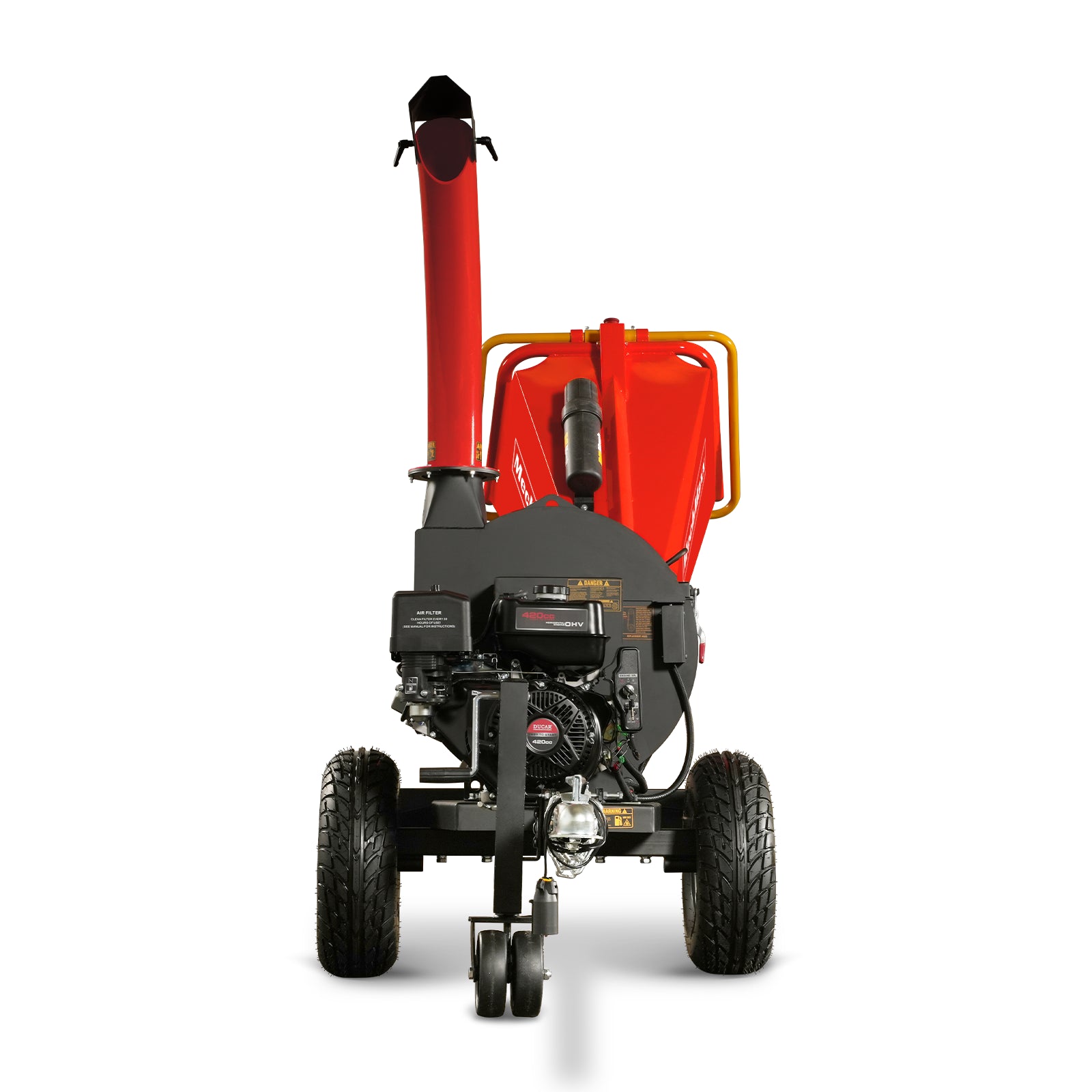 5 inch E-start DUCAR 420cc 15hp Gasoline Engine Powered Disc Wood Chipper with Taillight , P4205