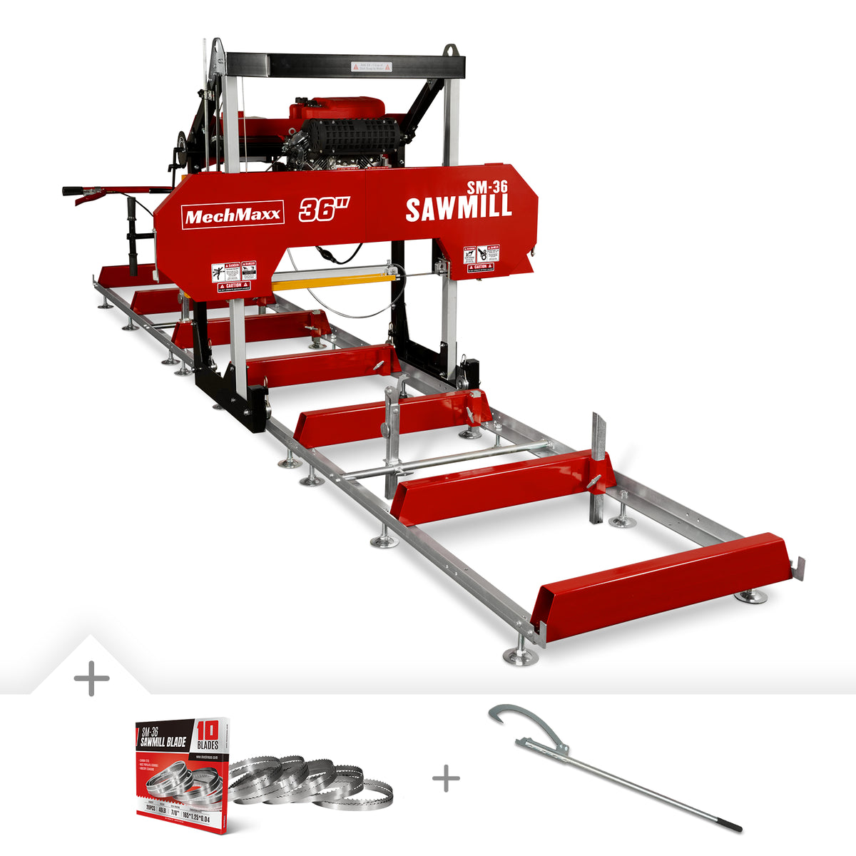 36" Portable Sawmill, 25HP 750cc ZONSEN V-Twin Engine, 32" Board Width, 20' Track Length; （10 x Blades Included) , SM36