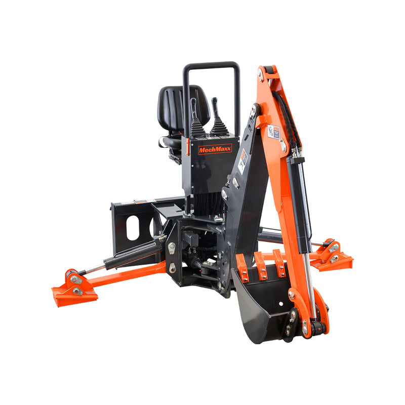 MechMaxx Skid Steer Backhoe 8ft Digging Depth, 16in Bucket Included, F